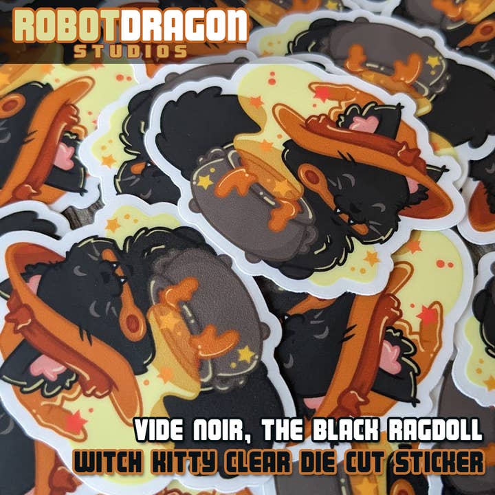 Adesivo Strega Gattina Vide Noir per la vendita all'ingrosso da parte di Robot Dragon Studios