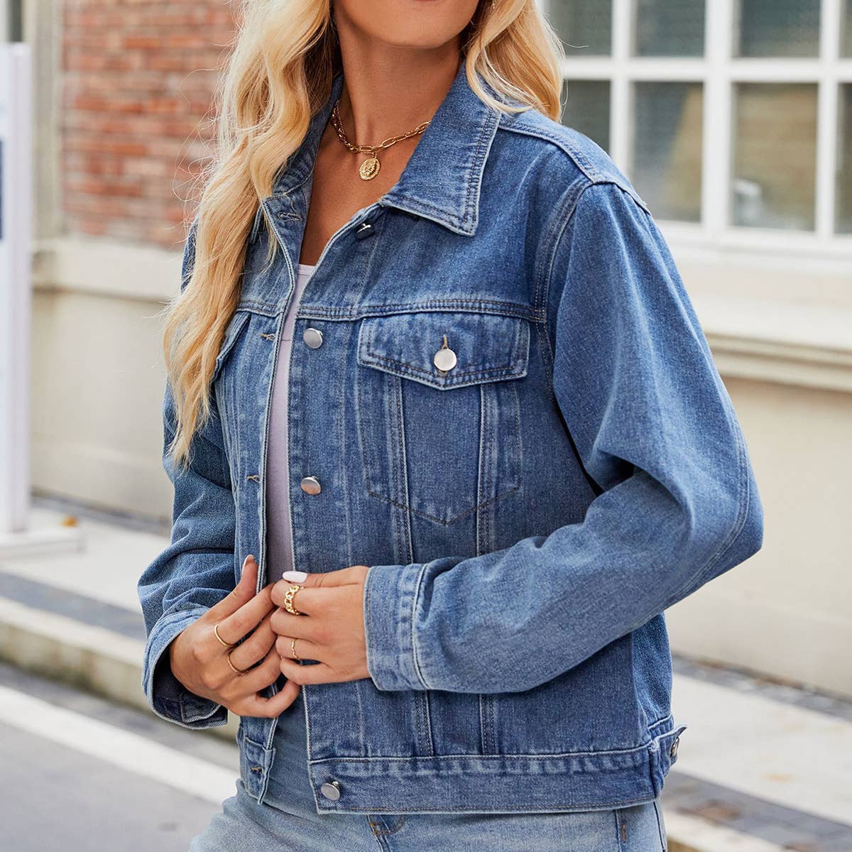 Lily Clothing - Vente Veste en jean – femme - VESTE EN JEAN SLIM ÉLÉGANTE POUR FEMMES_CWJJ00800