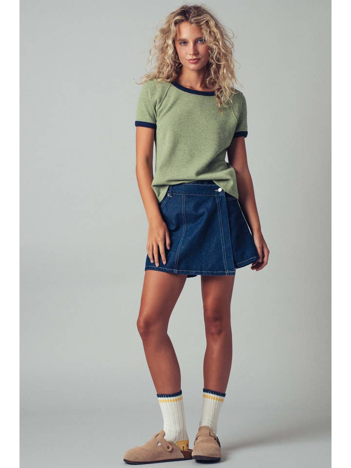 Urban Daizy - Wholesale Knit Top - Women's - Sporty Trim Textured Crewneck Top2