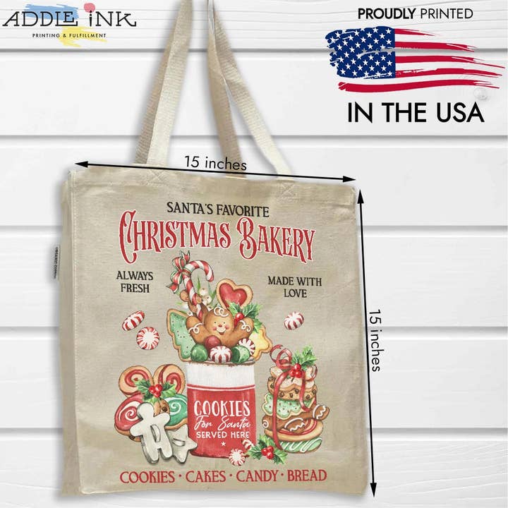 Bolso navideño vintage de Santa's Favorite Bakery, unisex para venta al por mayor de ADDLE iNK