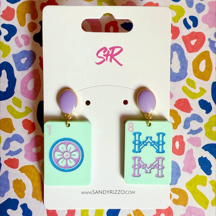 Sandy + Rizzo - Wholesale Dangle Earrings - Mint Mahjong Dangle4
