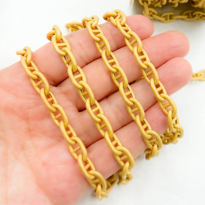 Tresor Jewelry Inc. - Wholesale Link & Chain Necklace - V81GPM. Gold Plated Matt 925 Sterling Silver Gold Plated Marina Chain