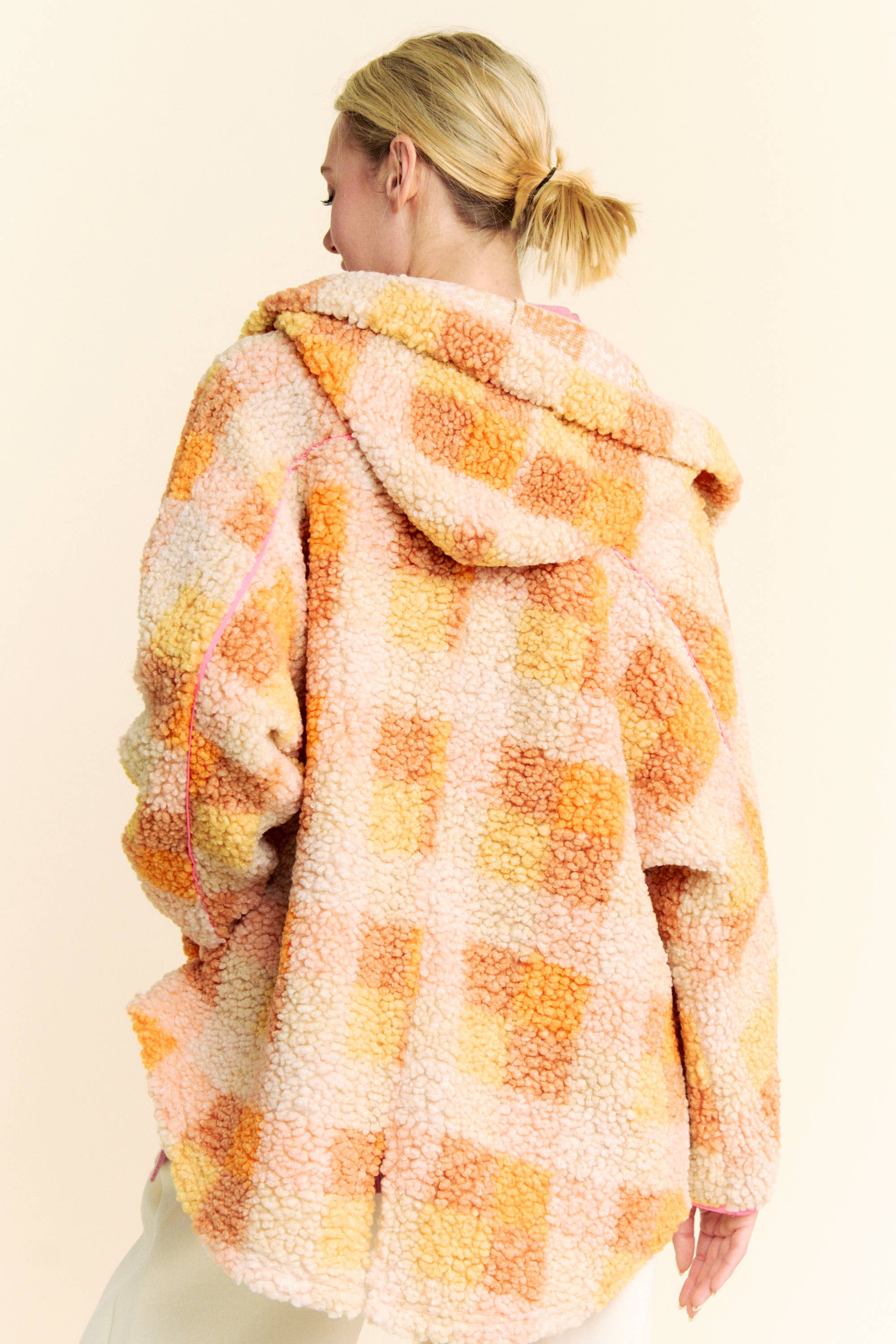 arancia GIACCA PLUS IN TARTAN CON BORDATURA A CONTRASTO CON ORLO A SPIRITO in vendita all'ingrosso su Faire6