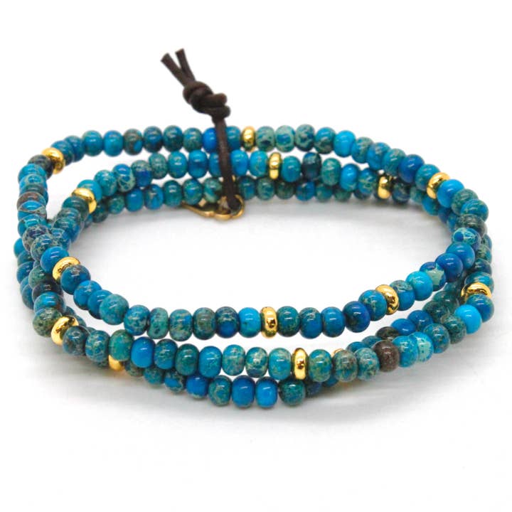 Lake Blue Jasper + Gold Bracelet Bundle for wholesale by LIZOU