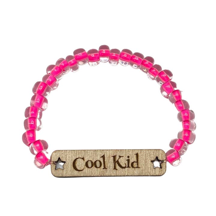 Handmade Beaded Wood ID Bracelet Cool Kid for wholesale by Sadie’s Moon