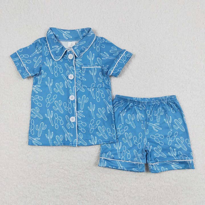 Baby Girls Western Cactus Buttons Shirt Shorts Pajamas Cloth for wholesale by Aier Wholesale