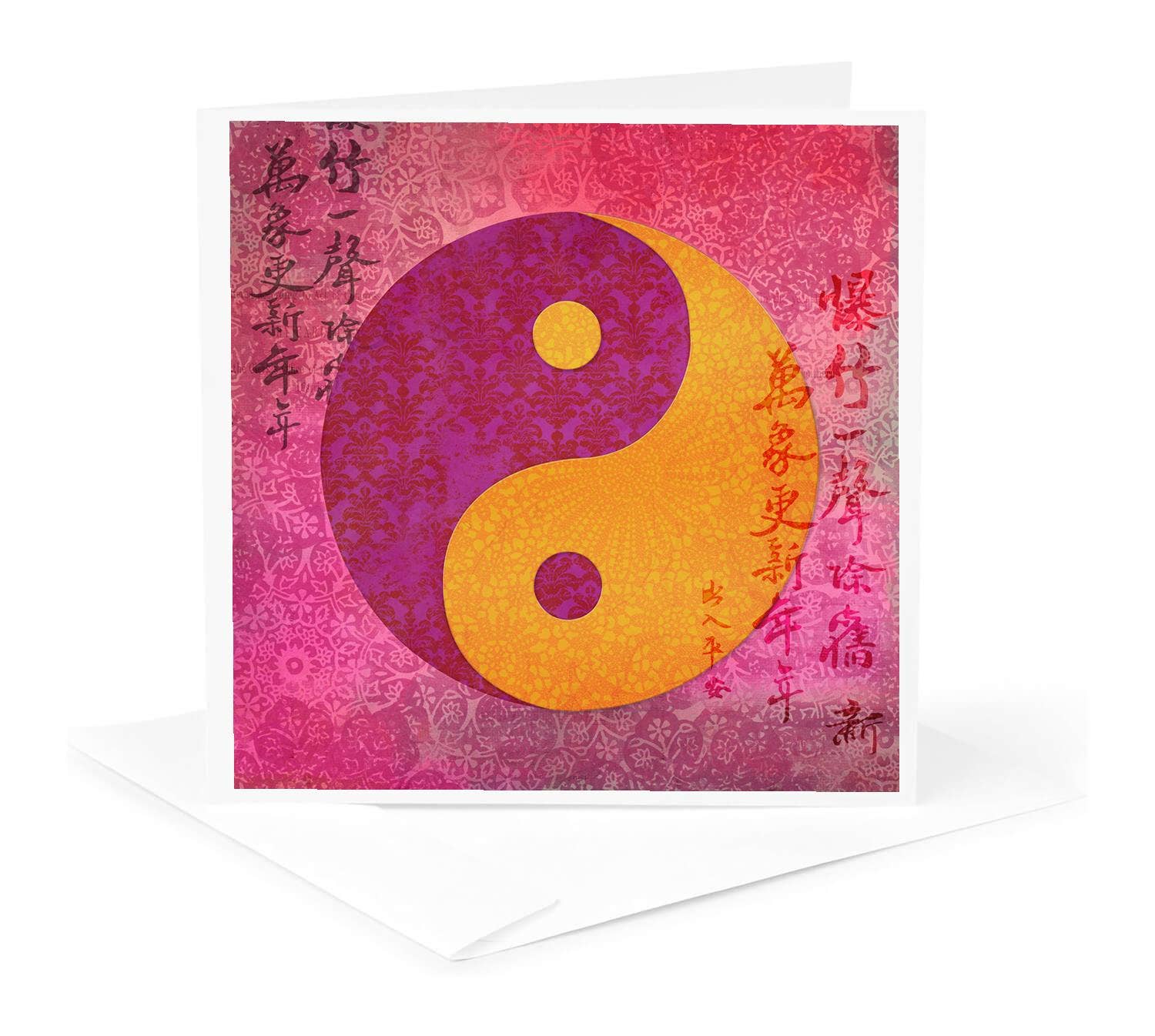 3dRose - Wholesale Everyday Greeting Card - 3dRose, Illustration of Yin Yang Symbol With Chinese Calligraphy, Greeting Card0