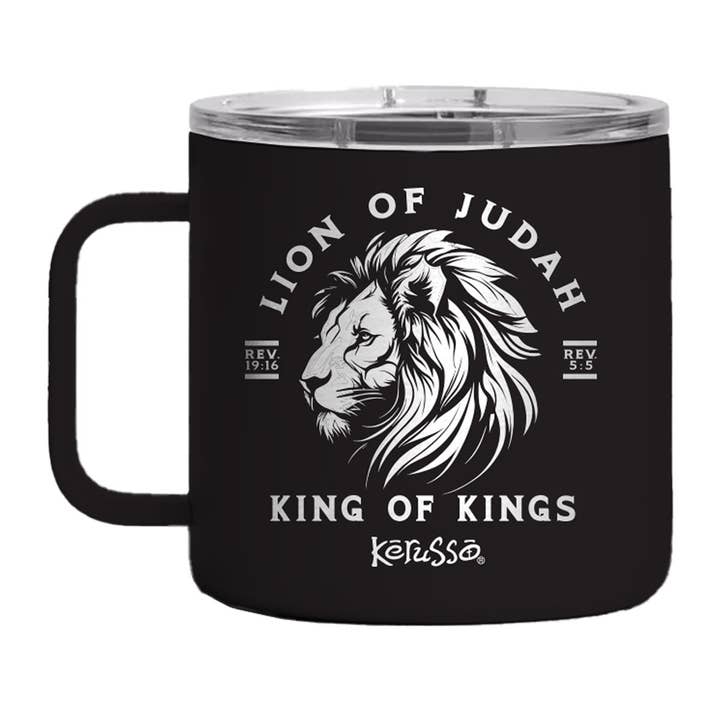 Kerusso 14 oz Stainless Steel Mug With Handle Lion Of Judah for wholesale by Kerusso