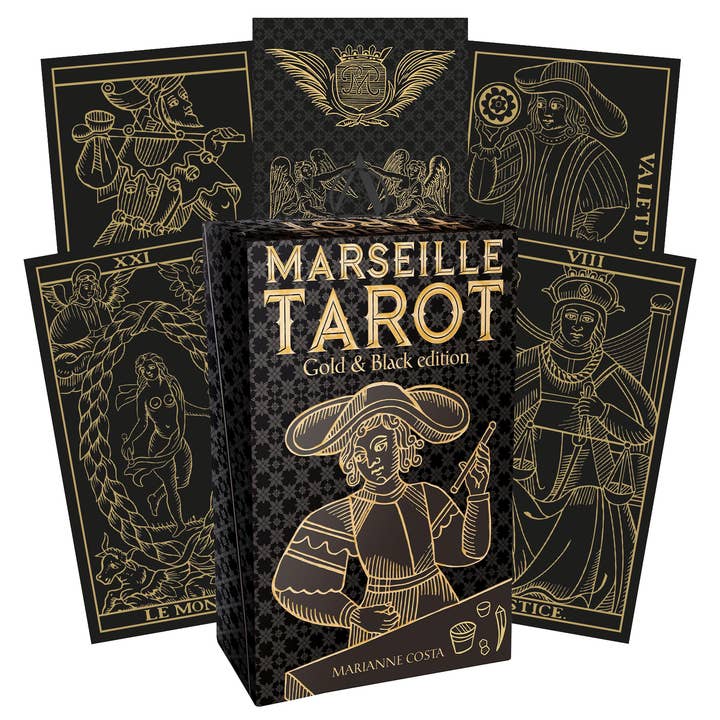 Marseille Tarot Gold & Black Edition Cards Lo Scarabeo for wholesale by Cardshouse