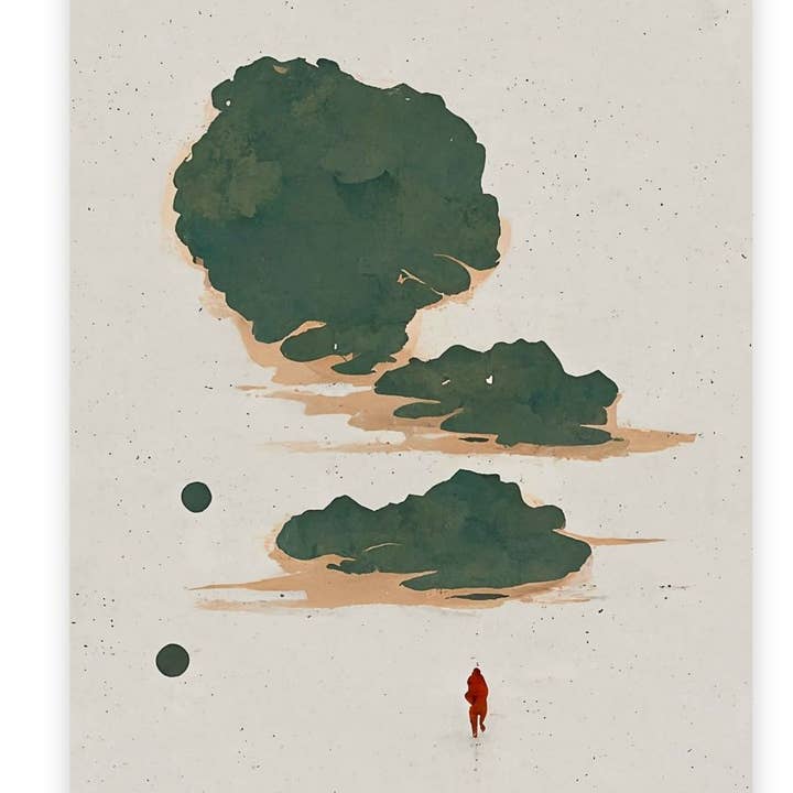 Set de impresión artística abstracta geométrica Contemplation Green #2 para venta al por mayor de ArtbyHaise