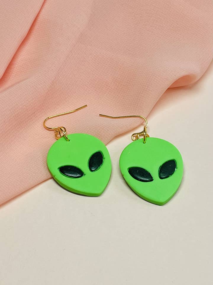 alien polymer clay statement earrings for wholesale by Sunblind Fine Art + Wearables