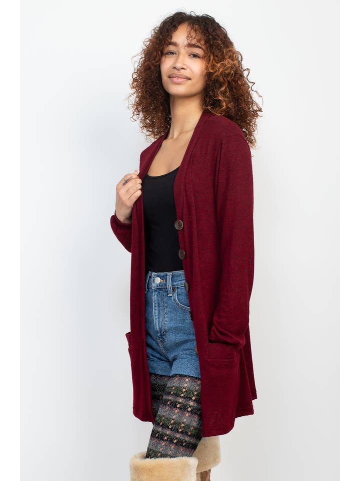 Lakhays Collection Inc. - Wholesale Cardigan - Women's - Floral Moth Long Button Cardigan