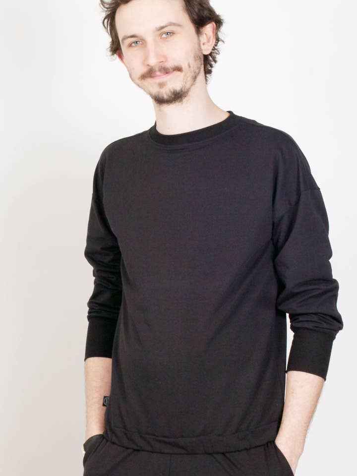 Tröja Gin med elastiskt band i ekologisk bomull - svart för wholesale av KOLO Berlin