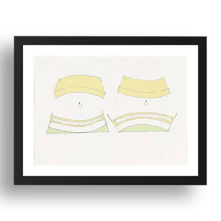 Rachel Whiteread: Estudo para 'Camas Convexas e Côncavas', obra de arte modernista, Reprodução de Poster em Tamanho A3 em Moldura Preta de 17x13" por atacado de PERIOD PRINTS