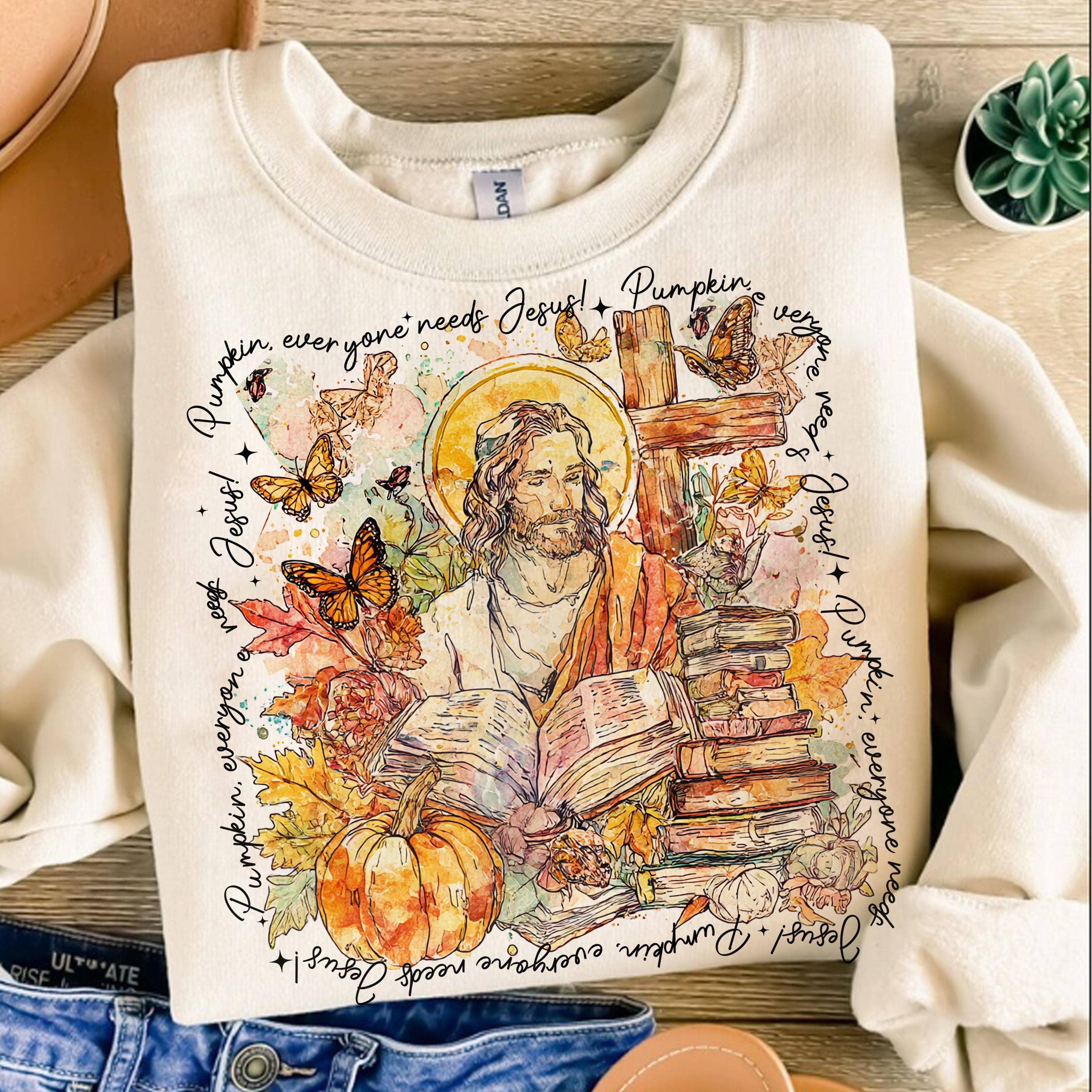 NVC Ecommerce LLC – wholesale T-shirt (graphic) – women's – Jesus Fall T-Shirt, Christian Autumn Sweatshirt, Religious 2