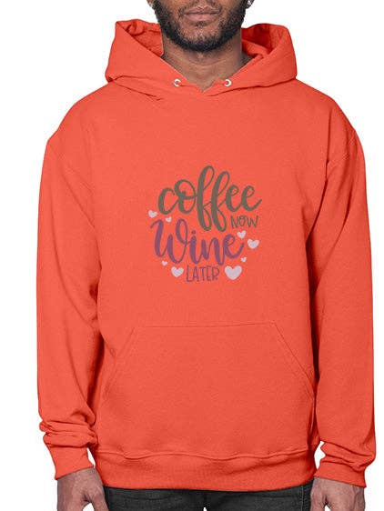 Kaffe nu vin senare 837# - vin- Huvtröja för wholesale av tshirt unlimited