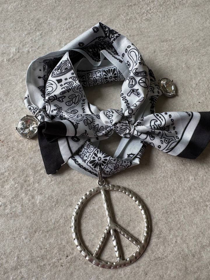 Peacekeeper Bandana Scarf Necklace for wholesale by Loulu Designs