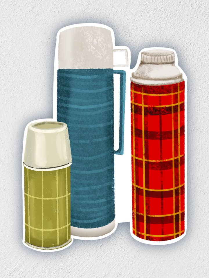Vintage Thermoses Sticker for wholesale by Little Rocks Design