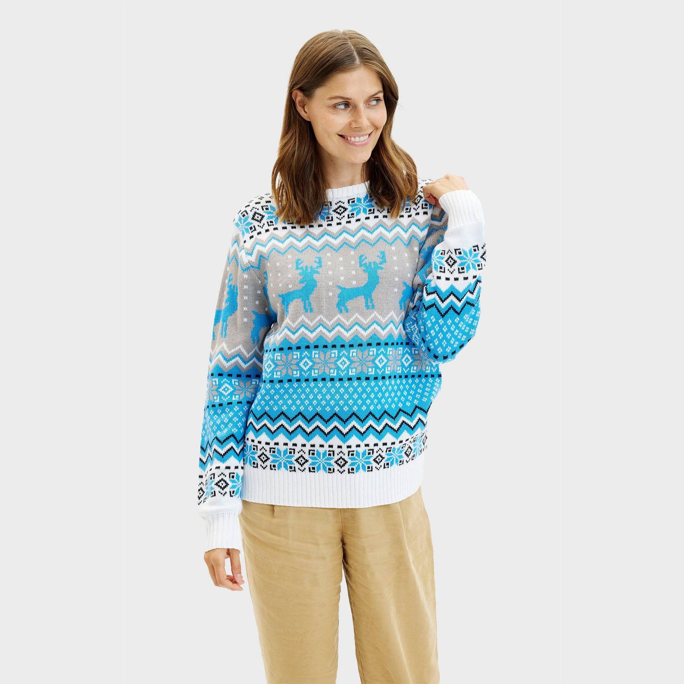 Happy Seasons – wholesale Knitted jumper – Women′s – Traditionel blå julesweater – Kvinder6