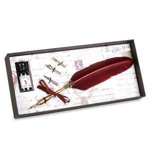 YICMY Feather Pen Pheasant Quill Pen and Ink Set,Caligraphy Kits for  Beginners,Feather Pen and Ink Set With Leather Journal Notebook,Wax Seal  Kit,7
