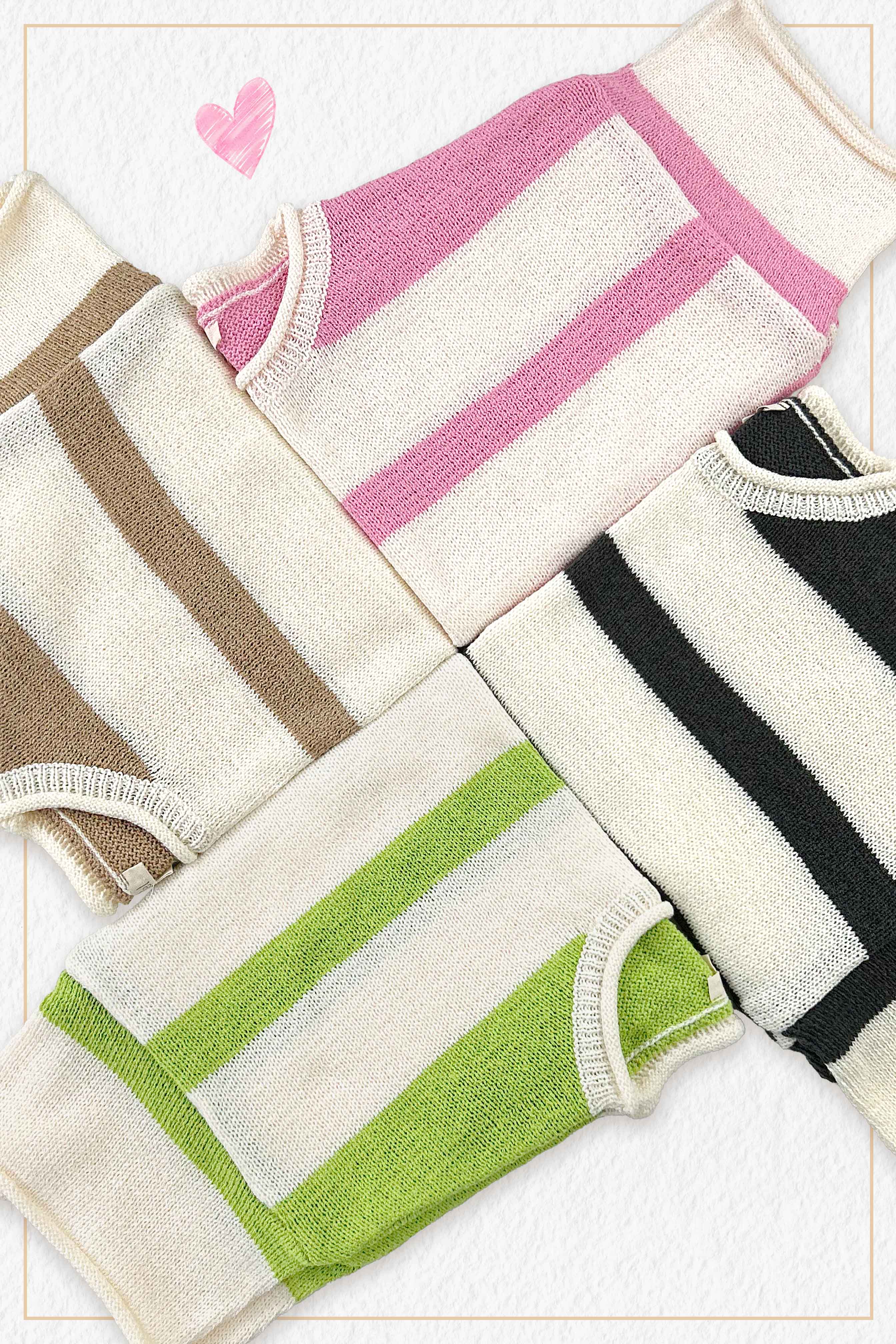 La Miel - Vendita all'ingrosso Maglione tricot - Donna - MCS3579-Boxy Silhouette Maglione Leggero A Righe19