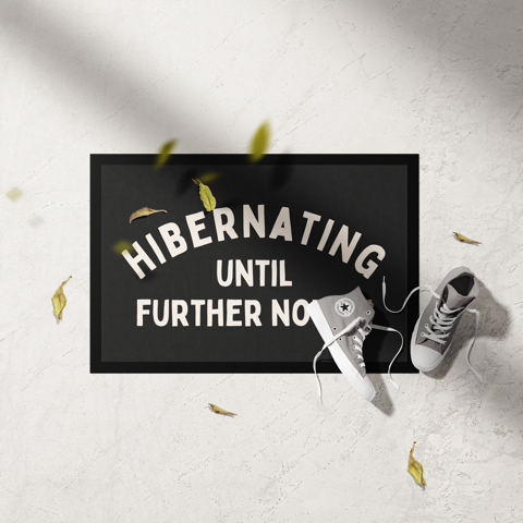 Wisdom and Wonder Designs - Vente Paillasson - Hibernation jusqu'à nouvel ordre | Crème et charbon | Tapis d'intérieur0