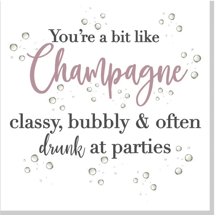New Champagne Classy Bubbly Square Card for wholesale by Jola Designs