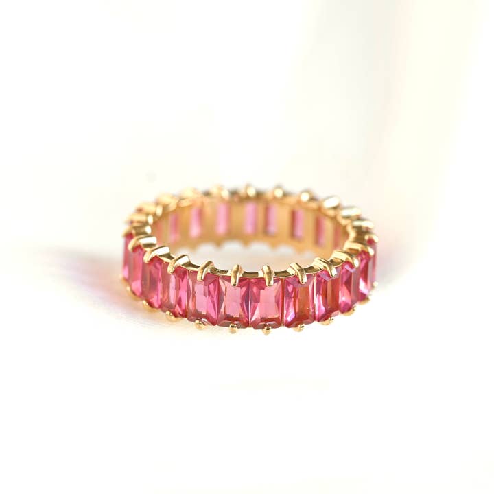 Blueyejewelry - Wholesale Multi-Stone Ring - Baguette Diamond Ring - Wide Baguette-cut CZ Ring 14