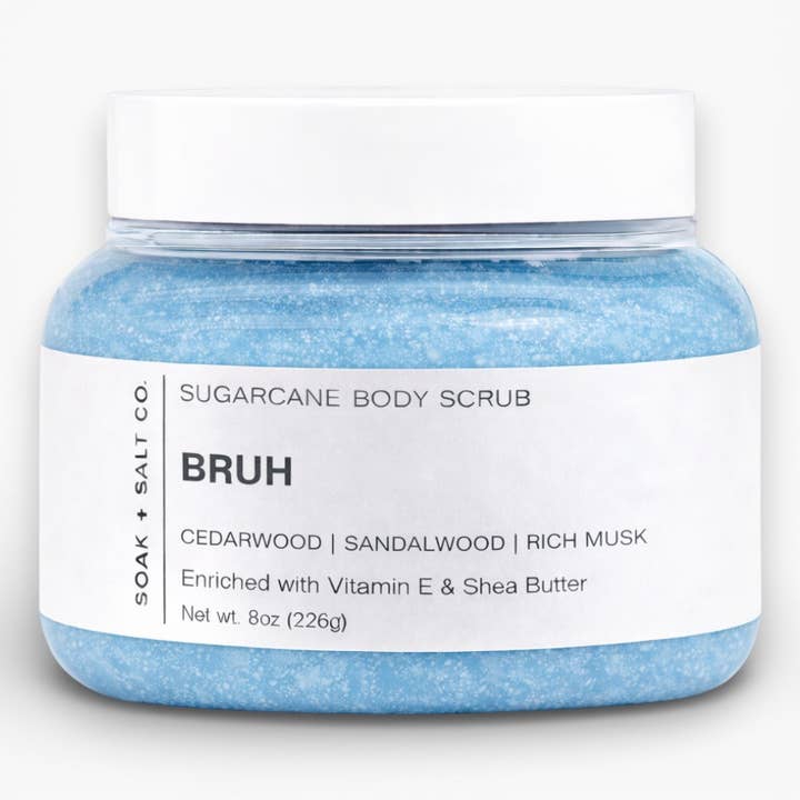 Bruh Sea Sugarcane Body Scrub for wholesale by Soak + Salt Co
