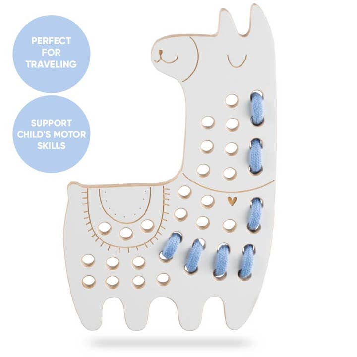 Lily the Lama, wooden lacing toy, montessori, for traveling for wholesale by milin