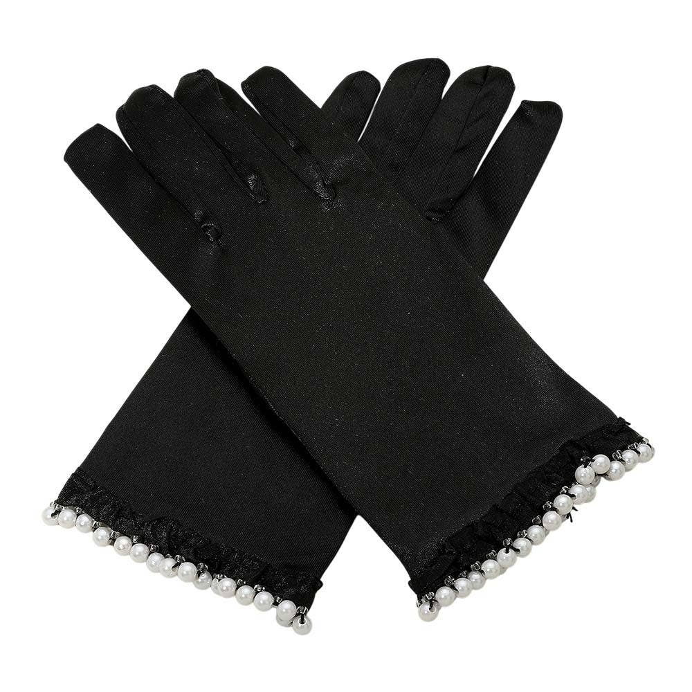 Sensibling Corp. - Wholesale Gloves - Women's - Dressy Satin Feel Pearl Trim Gloves2