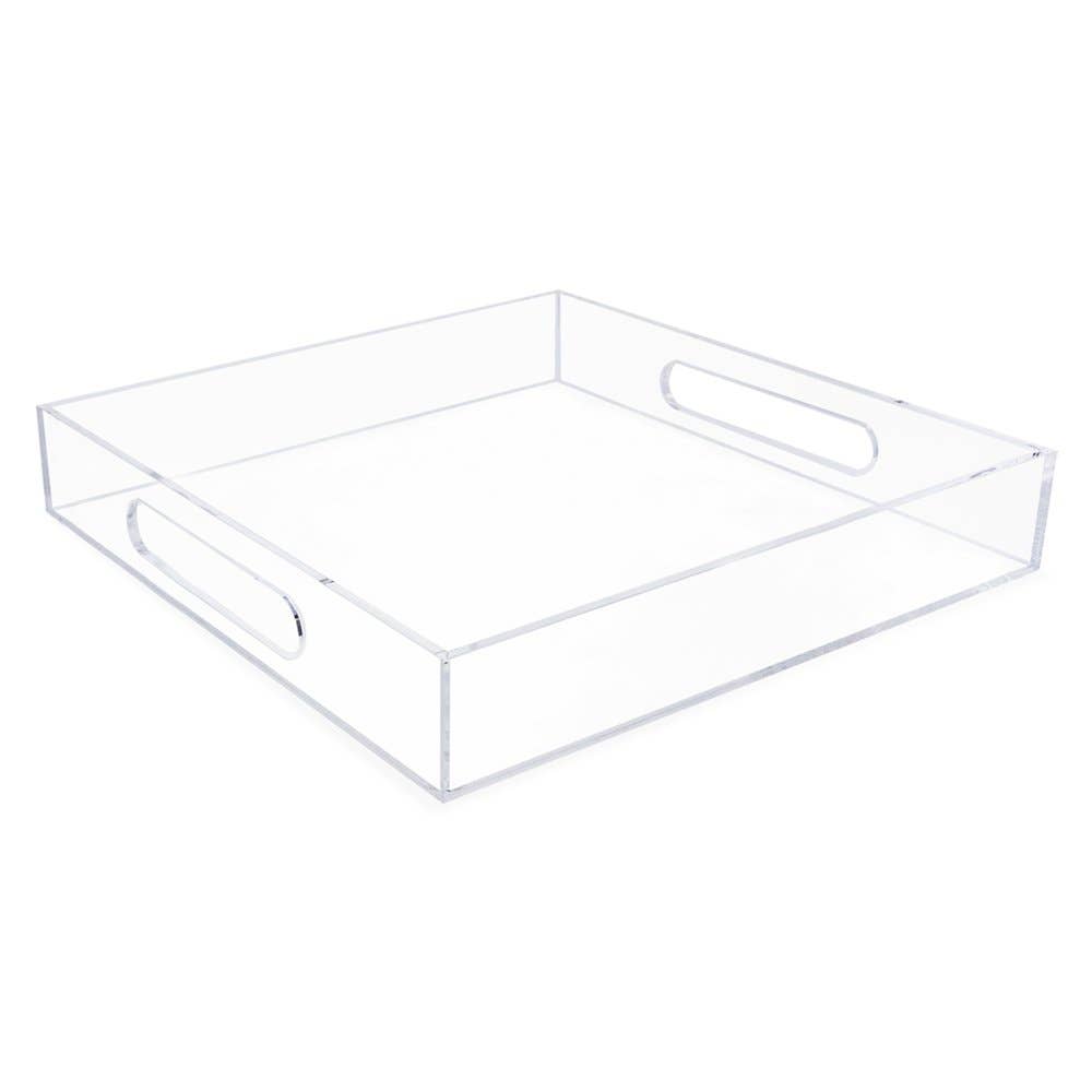 Clair Plateau de service transparent en acrylique avec poignées découpées Isaac Jacobs en vente sur Faire16