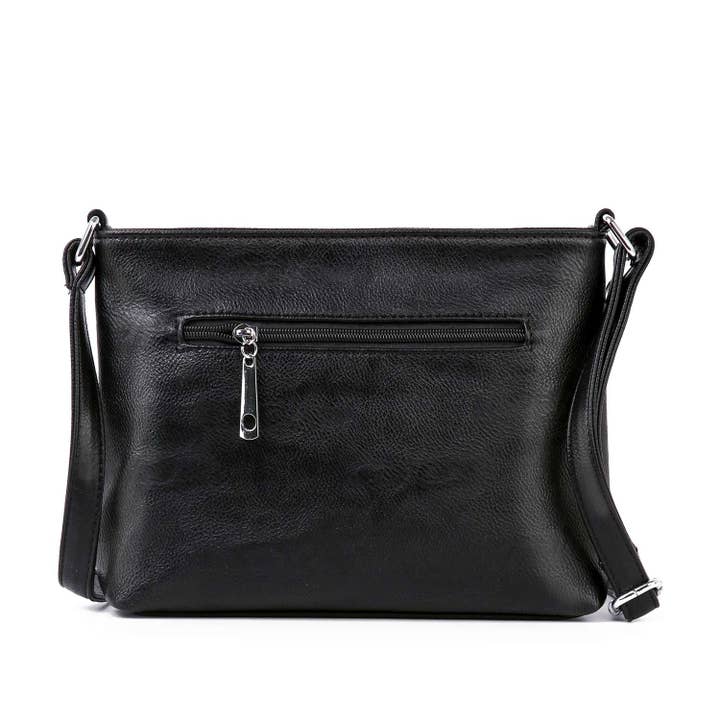Black Studded Stone Fringed Shoulder Bag for wholesale on Faire
