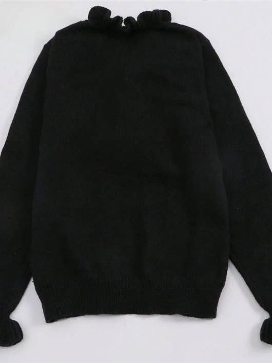 HIDDENBRAND - Wholesale Knit Sweater - Women's - Ruffle Collar V-Neck Button Knit Sweater1