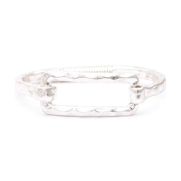 Rectangle Hammered Spring Bangle for wholesale by LA Jewelry Plaza