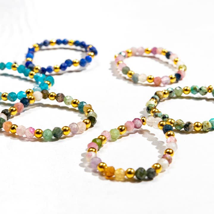 Multi-Stone Gemstone Bead Elastic Ring - Thailand for wholesale by Lumily