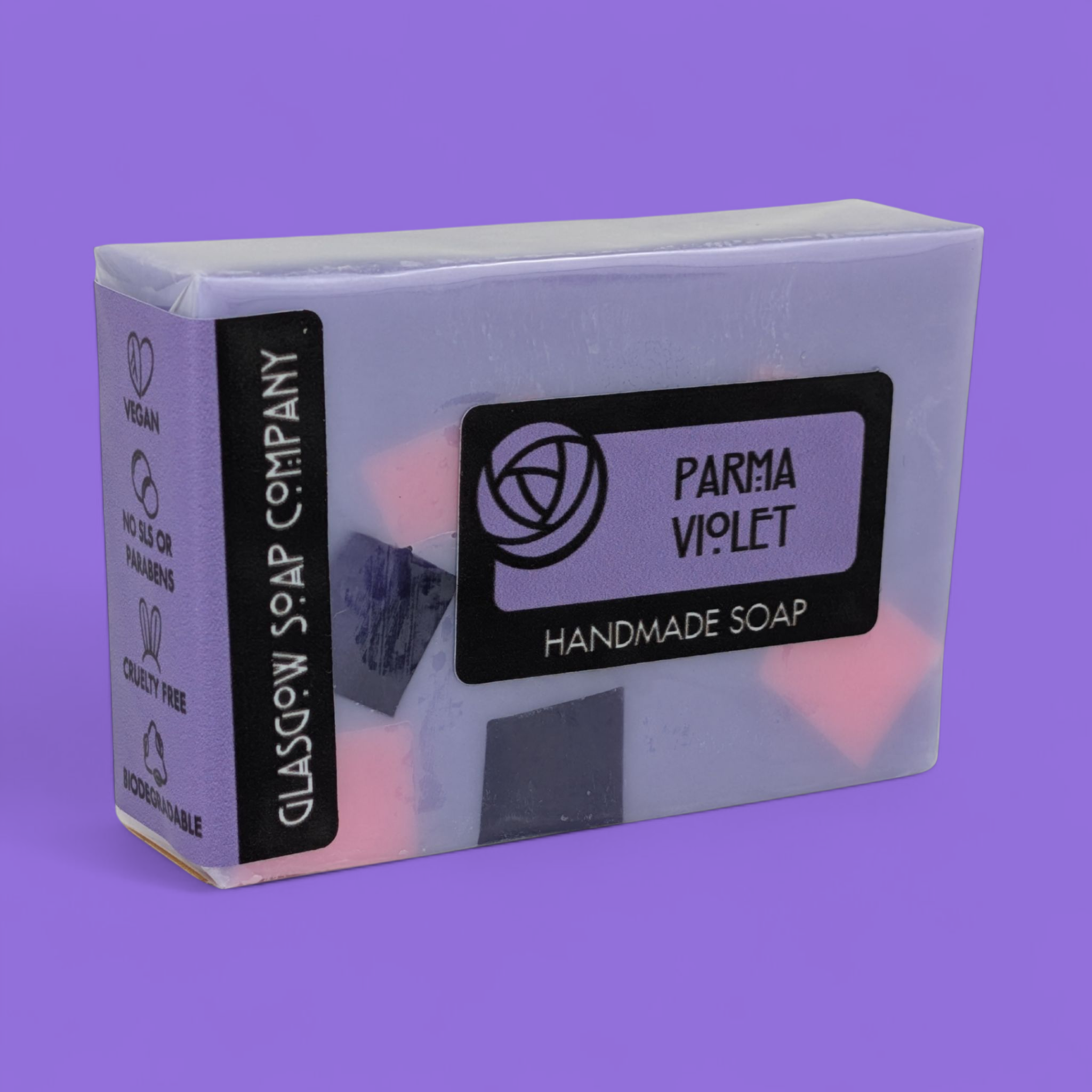 Glasgow Soap Company Ltd – wholesale Bar Soap – Parma Violet Handmade Soap Slice 120g1