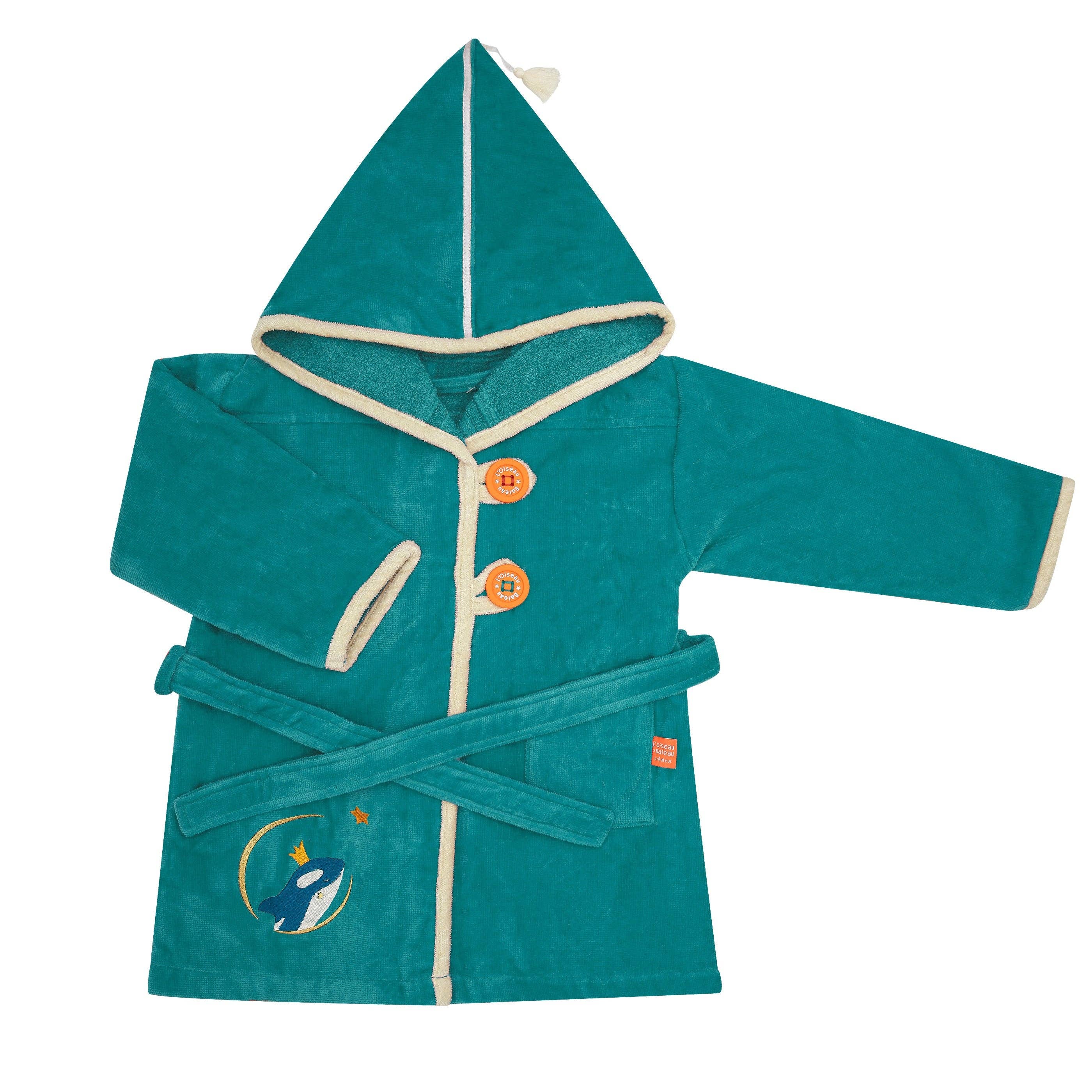 L'Oiseau Bateau – Roupão de banho - Crianças por atacado – Roupão infantil 2-4 anos - Baleia assassina azul oceano0