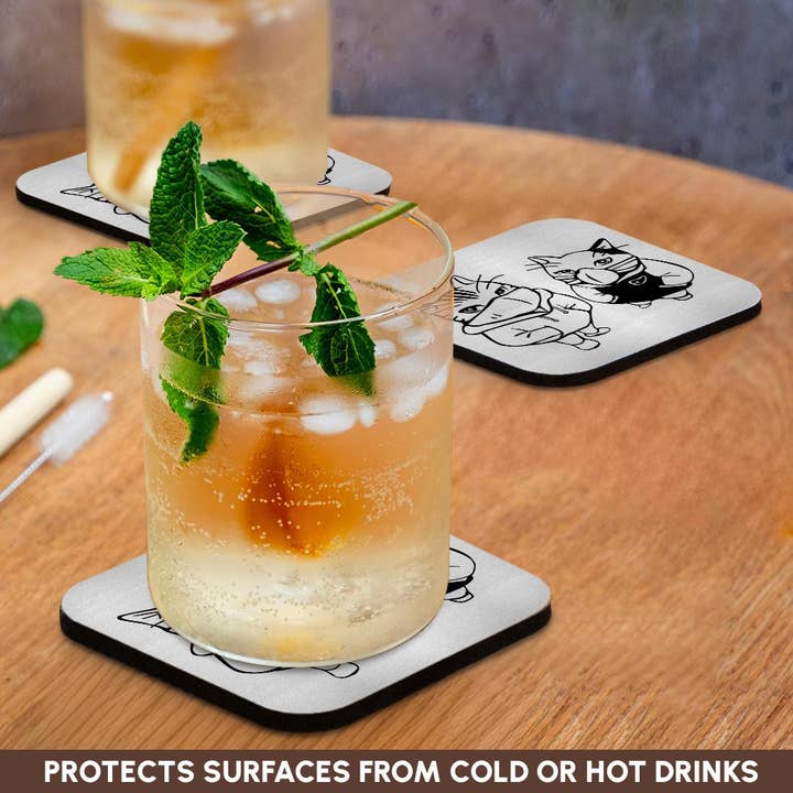 3dRose - Wholesale Coasters - 3dRose, Cool Cats Drawing Wearing Face Masks Image COVID 19, 3DRAMM, Coaster9