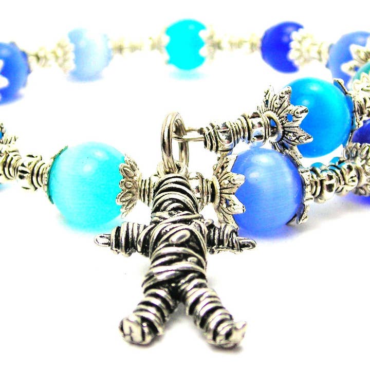 Chubby Chico Charms - Wholesale Beaded Bracelet - Voodoo Doll Cat's Eye Beaded Wrap Bracelet