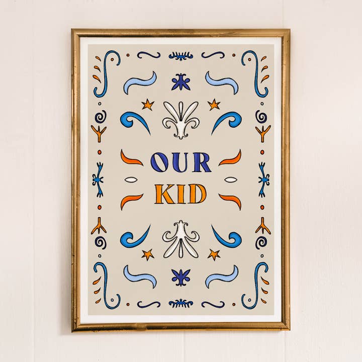 Blauwe kunstdruk 'Our Kid' Nursery Liverpool voor wholesale door Freya Niamh