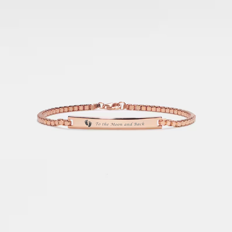 Perimade & Co. LLC - Wholesale Link & Chain Bracelet - Custom Engrave Box Chain Bar Bracelet in 925 Sterling Silver4