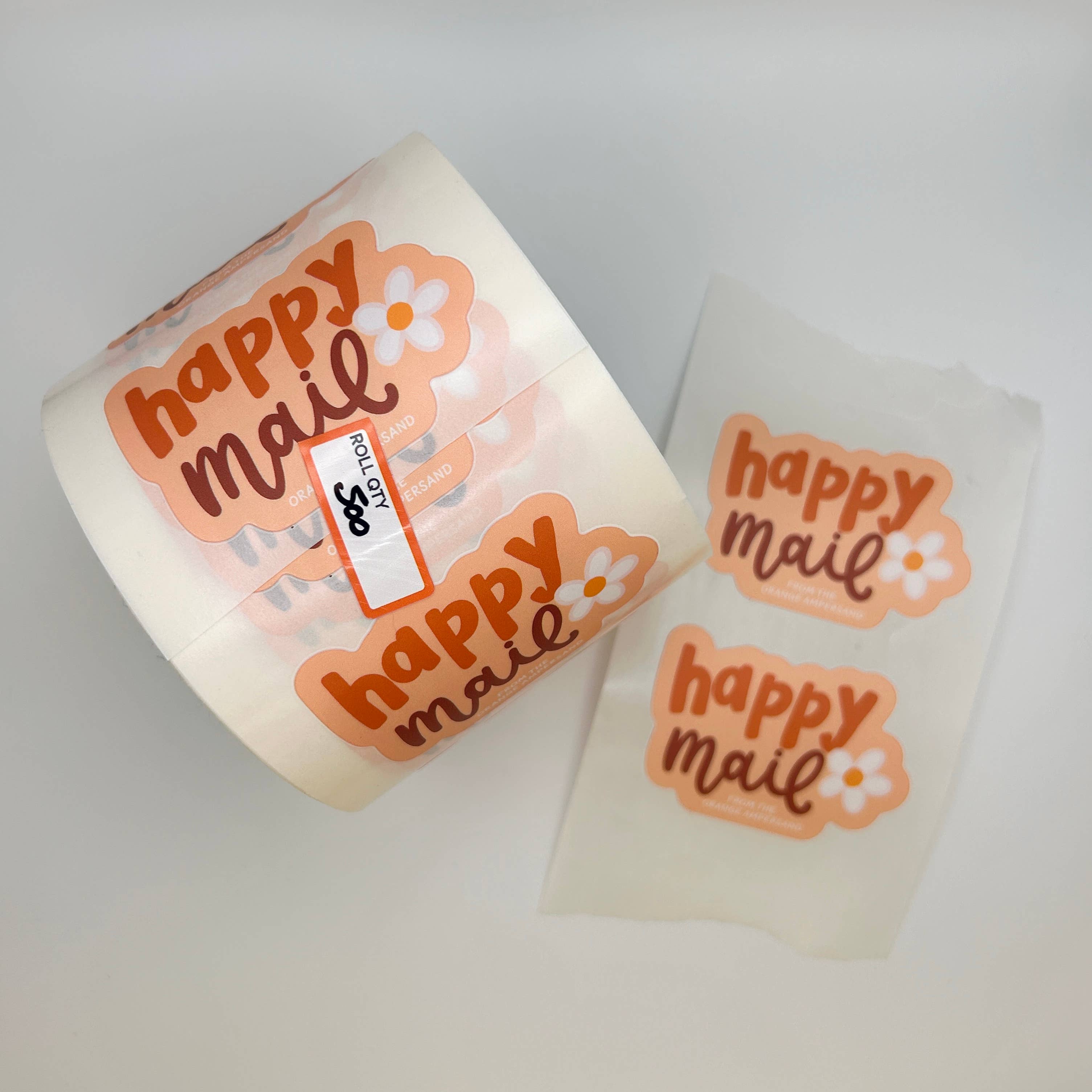 The Orange Ampersand - Wholesale Sticker - Custom Happy Mail Roll Labels (Add Your Biz name!)3