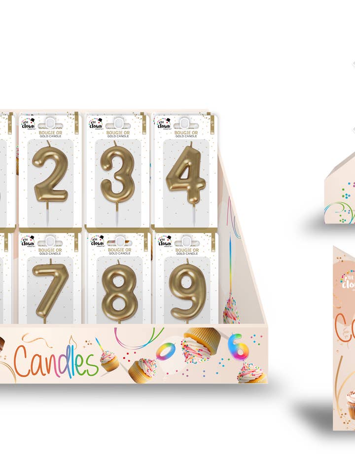 Présentoir bougies - or pour la vente par P'tit Clown
