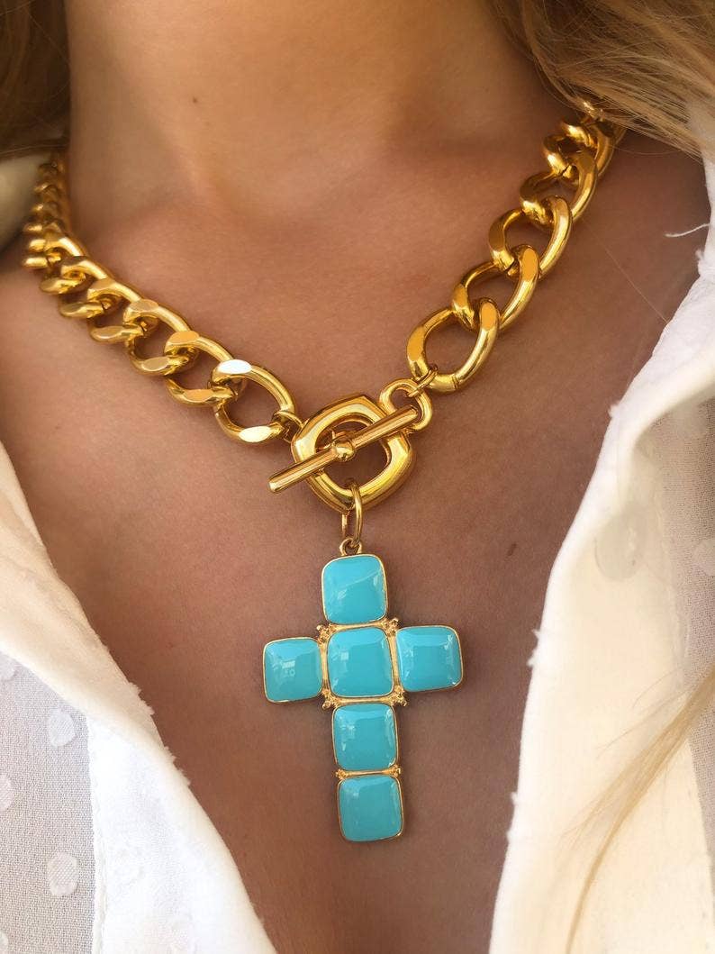 Christina Christi - Wholesale Pendant/Charm Necklace - Gold Cross Necklace, Gold Chain, Cross Necklace3