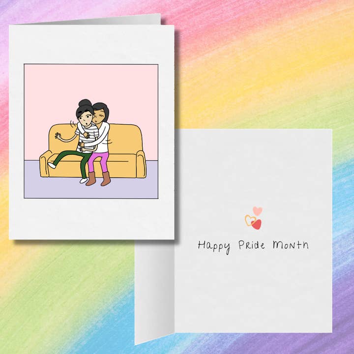 Feliz mes del orgullo | Tarjeta romántica del orgullo lésbico | Lindos regalos lésbicos | Tarjeta de felicitación del orgullo LGBTQ para venta al por mayor de Sesame But Different