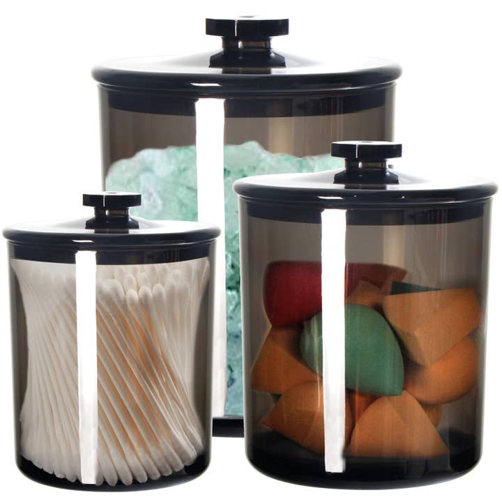Youngever - Wholesale Jar - Youngever 3Pack Black Plastic Apothecary Jar 60OZ 30OZ 15OZ