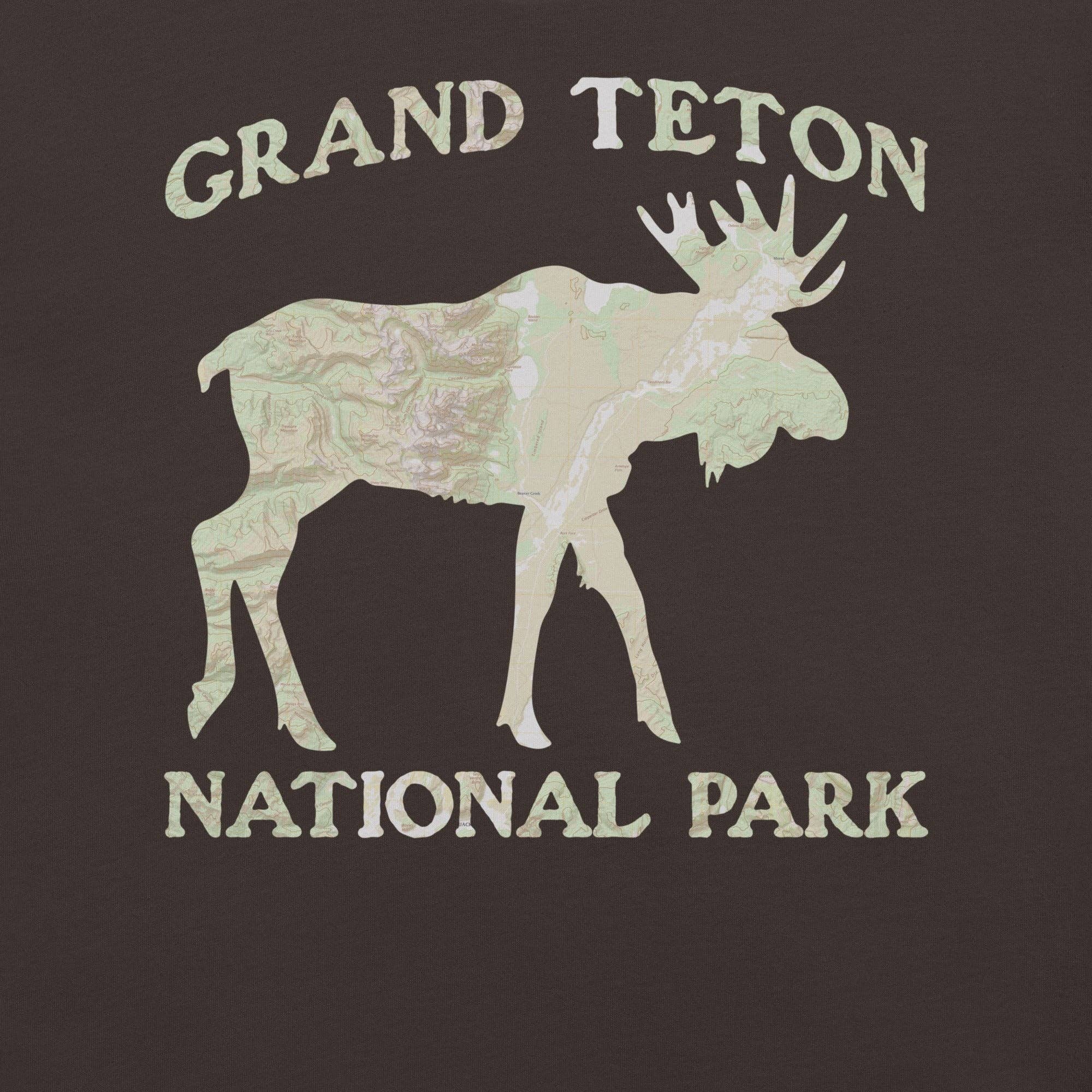 Parks Apparel - Wholesale Screen Printed T-Shirt - Unisex - Grand Teton Moose Topo T-shirt3