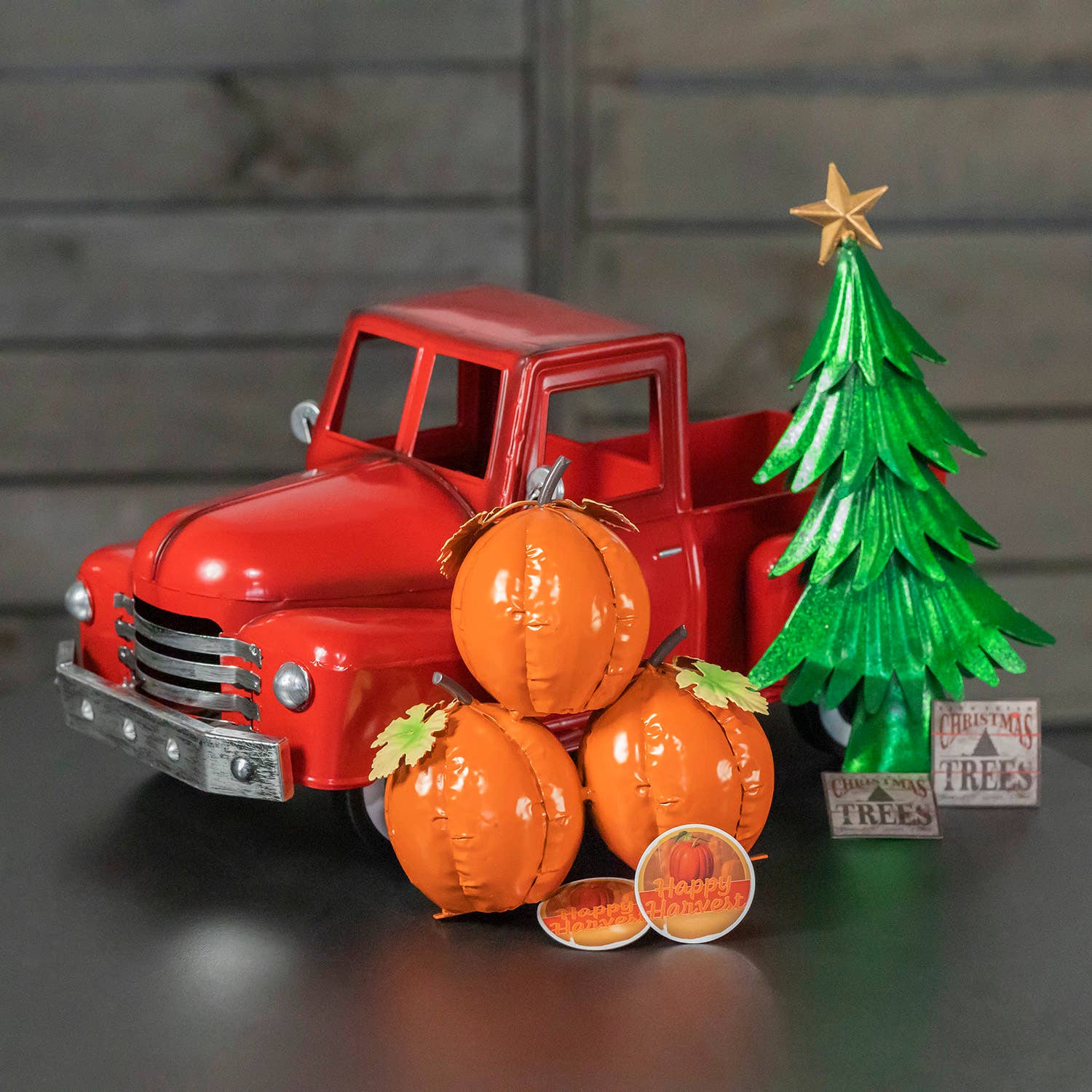 Zaer Ltd. International - Wholesale Christmas Decoration - Multi-Seasonal Iron Pickup Truck Glossy Red1