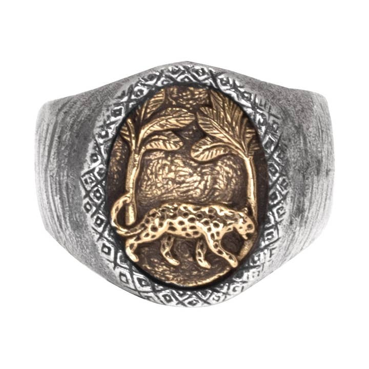 Hutan Ring - 925 Sterling Silver with Brass Emblem for wholesale by JewelryLab